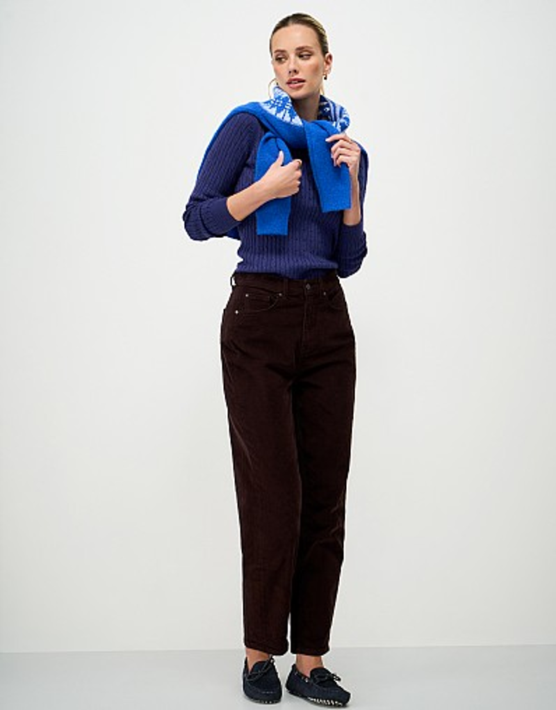 Crew Clothing Heritage Cable Crew Neck Jumper in Bellweather Blue Marl-2
