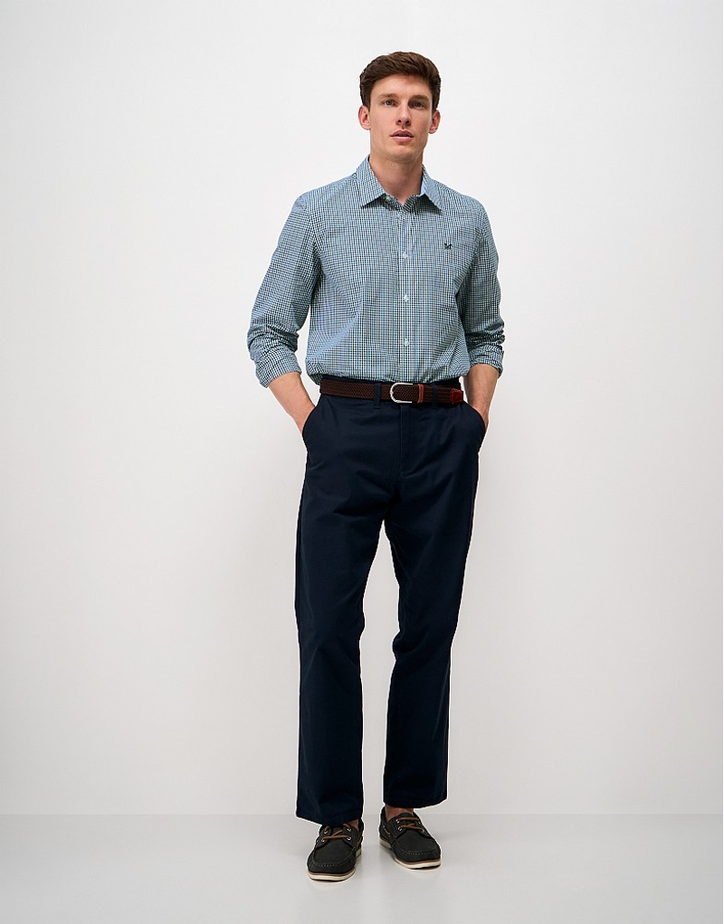 Crew Clothing Poplin Multi Check Classic Fit Shirt in Heritage White/Mallard Green/Bellweather Blue-3