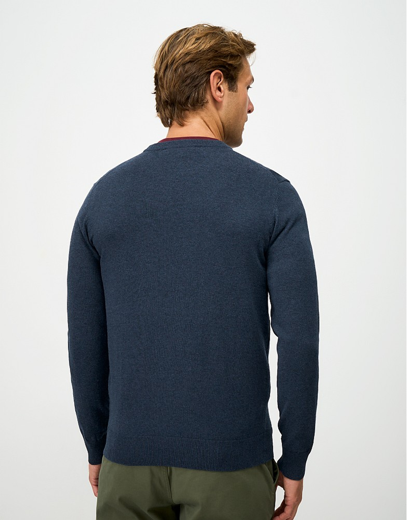 Crew Clothing Organic Cotton Crew Neck Jumper in Dress Blues-2