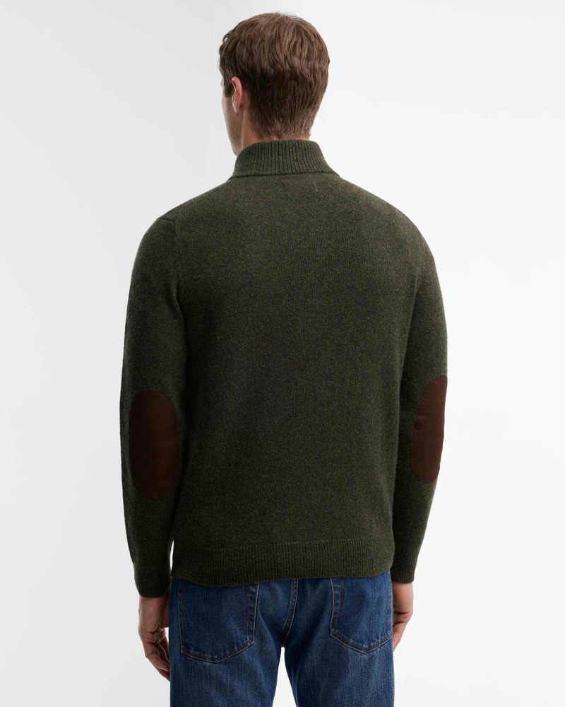 Barbour Essential Patch Half Zip Knitted Jumper in Seaweed-3