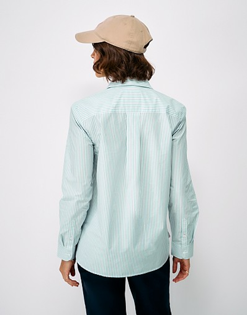Crew Clothing Relaxed Fit Cotton Poplin Shirt in Falmouth Stripe Grey Mist-3