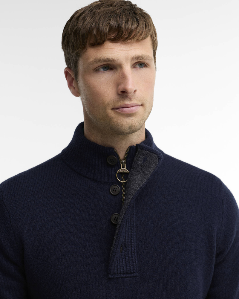 Barbour Essential Patch Half Zip Knitted Jumper in Navy-4