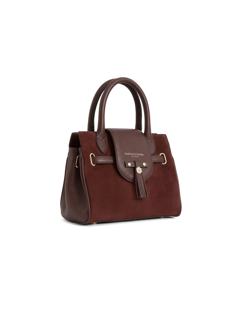Fairfax and Favor Mini Windsor Handbag in Port Suede-2