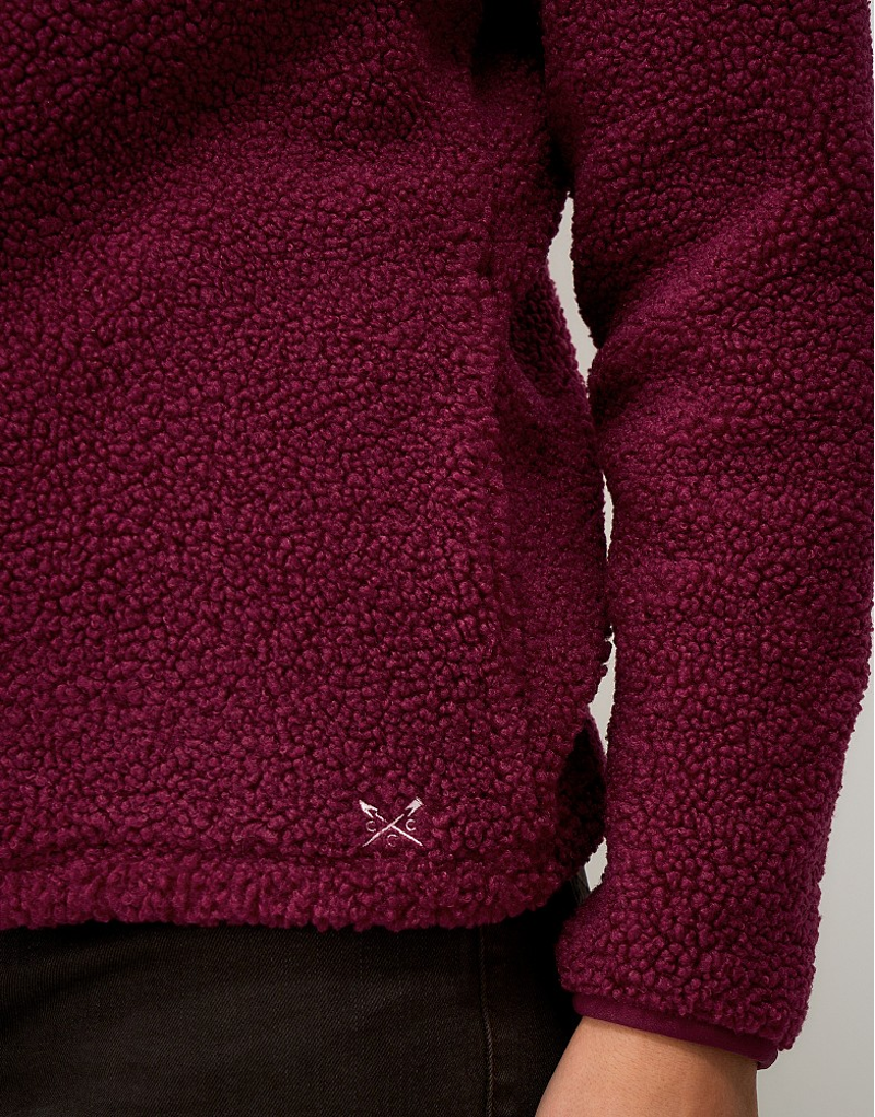 Crew Clothing Borg Ribbed Mix Fleece in Red-4