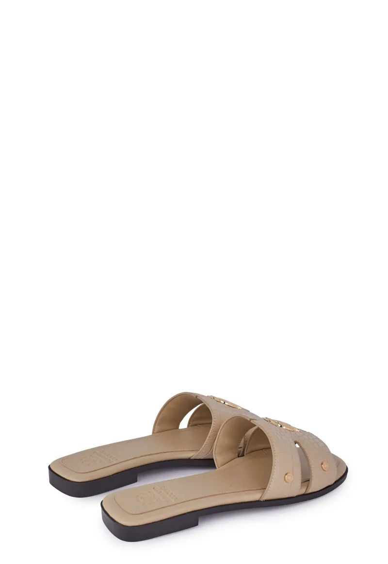 Holland Cooper Monogram Slides Taupe Croc-4