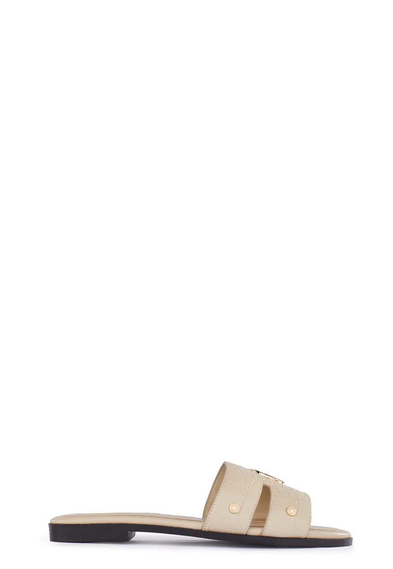 Holland Cooper Monogram Slides Taupe Croc-5