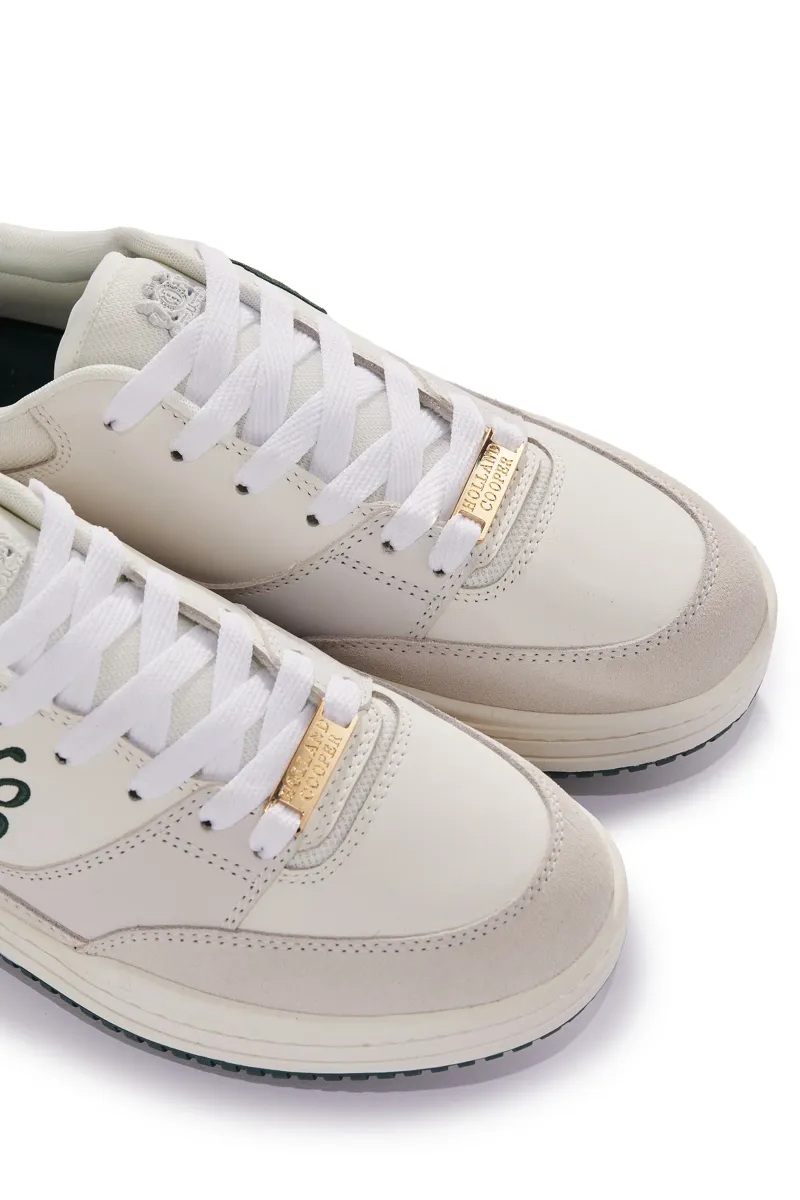 Holland Cooper Retro Trainers White Racing Green-2