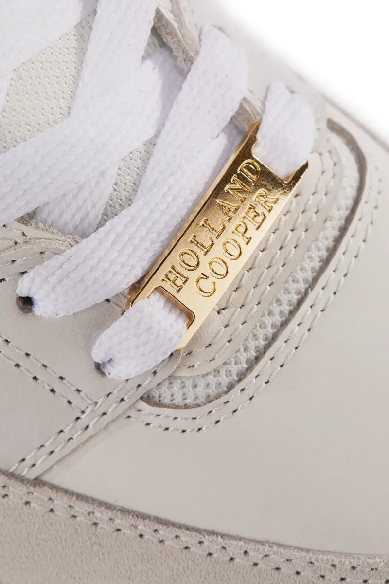 Holland Cooper Retro Trainers White Racing Green-1