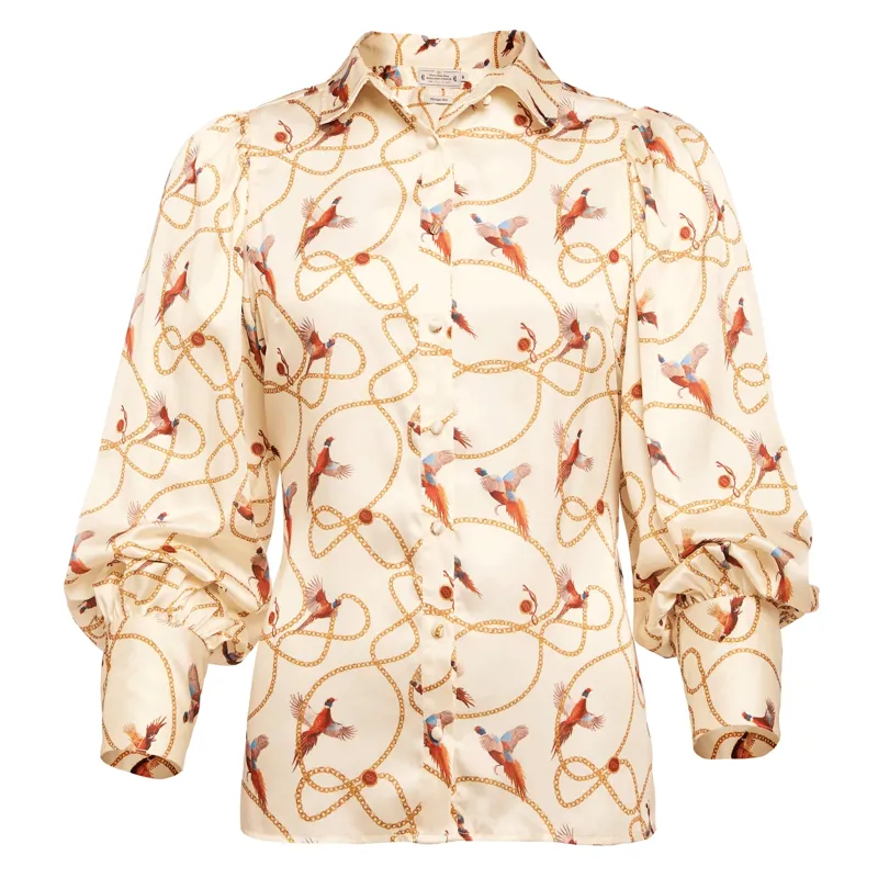 Holland Cooper Isla Satin Shirt Off White Pheasant
