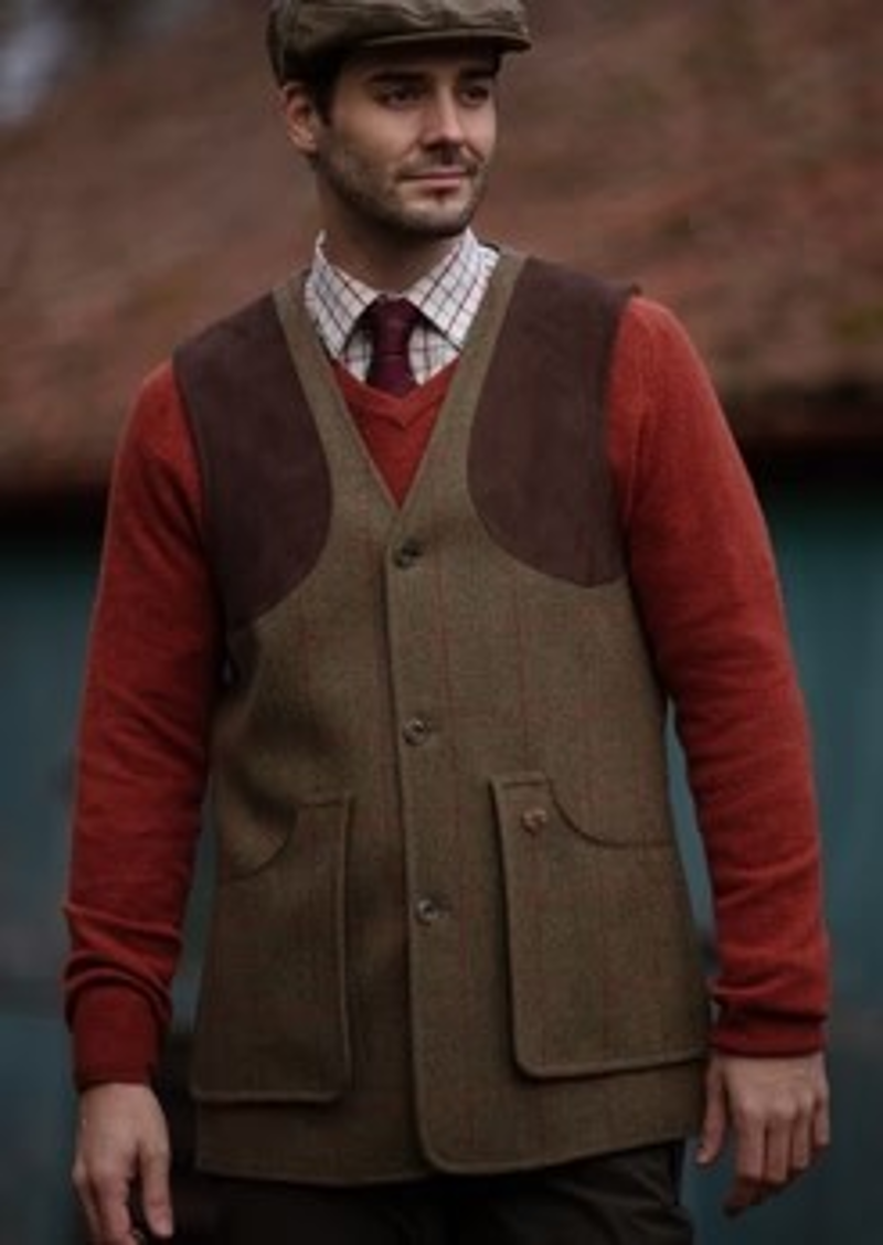 Alan Paine Men's Tweed Shooting Waistcoat Sage -5