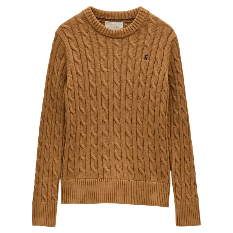 Joules Classic Cable Crew Neck Jumper in Camel
