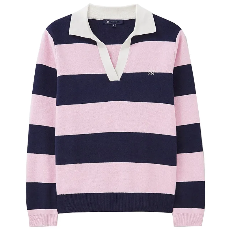 Crew Clothing Knitted Rugby Pink/Navy