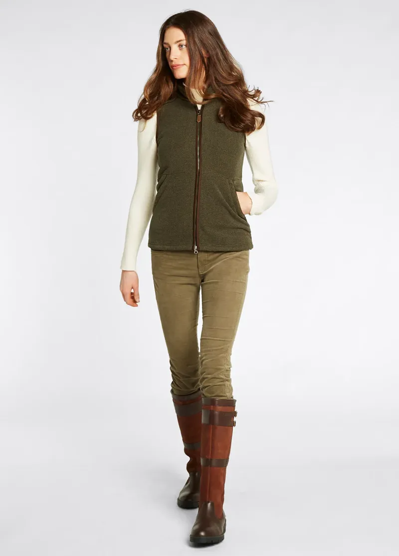 Dubarry Carbury Fleece Gilet in Olive-1