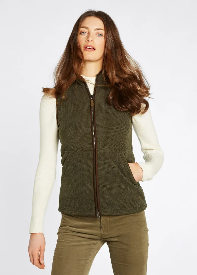Dubarry Carbury Fleece Gilet in Olive-2