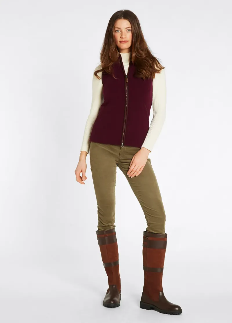 Dubarry Carbury Fleece Gilet in Oxblood-1