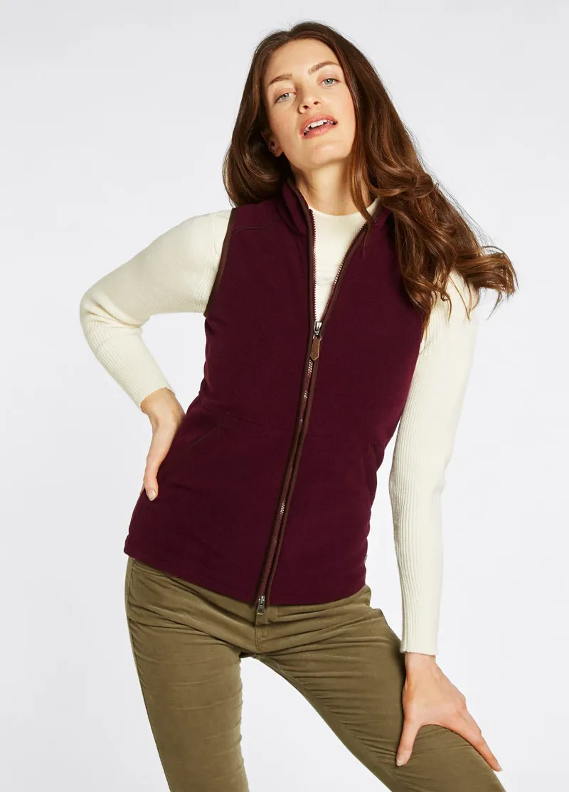 Dubarry Carbury Fleece Gilet in Oxblood-2