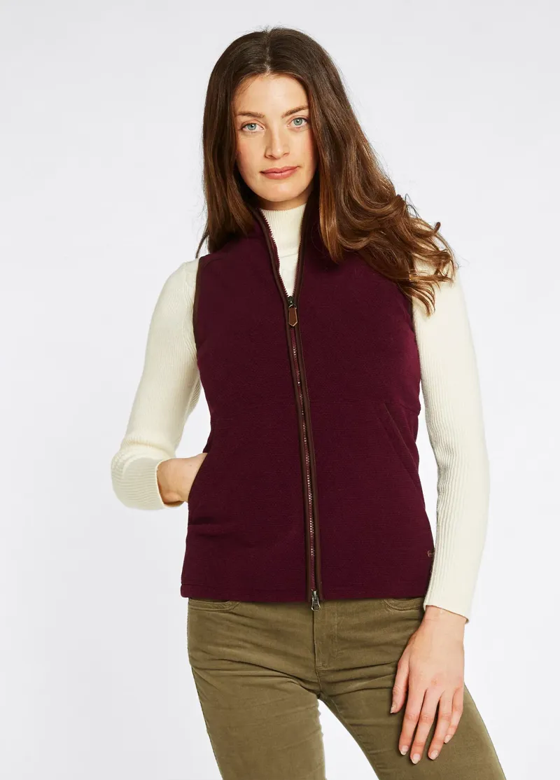 Dubarry Carbury Fleece Gilet in Oxblood-3