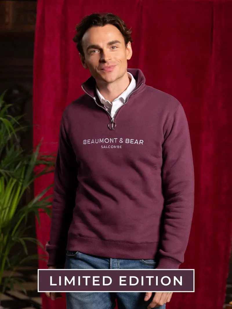 Beaumont and Bear Kingswear Limited Edition Unisex Quarter Zip Berry-1