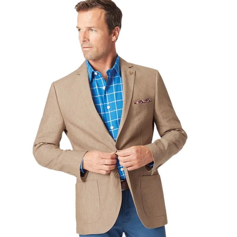 Brook Taverner Tailored Fit Leeds Biscuit Linen Jacket