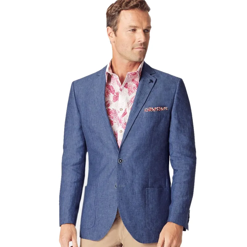 Brook Taverner Tailored Fit Leeds Blue Linen Jacket