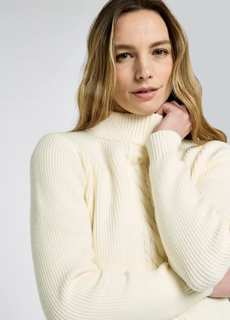 Dubarry Lennon Mock Neck Sweater Chalk-1
