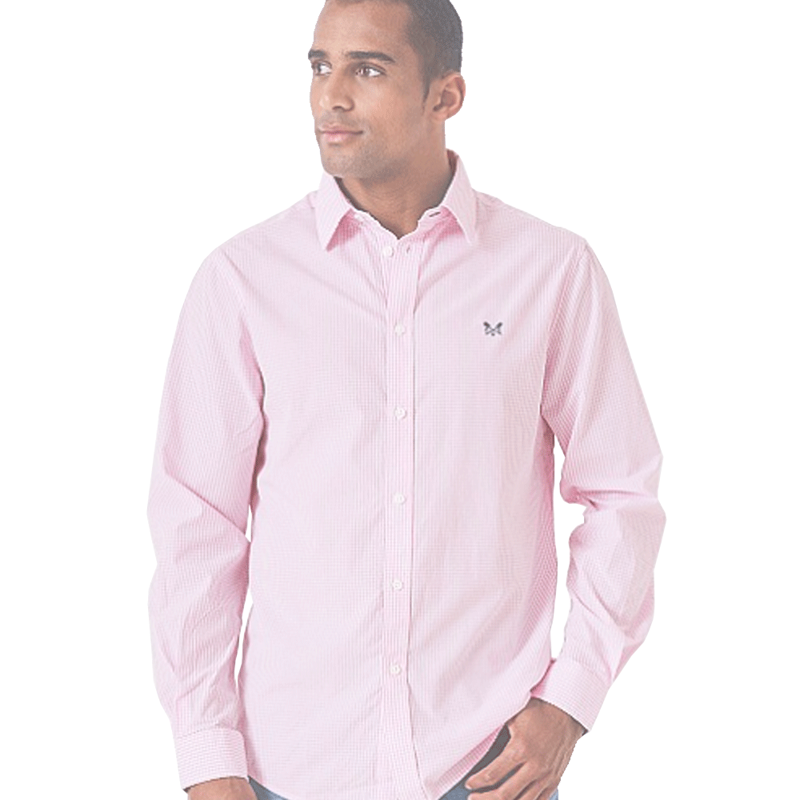 Crew Clothing Micro Gingham Classic Check Shirt Pink-6