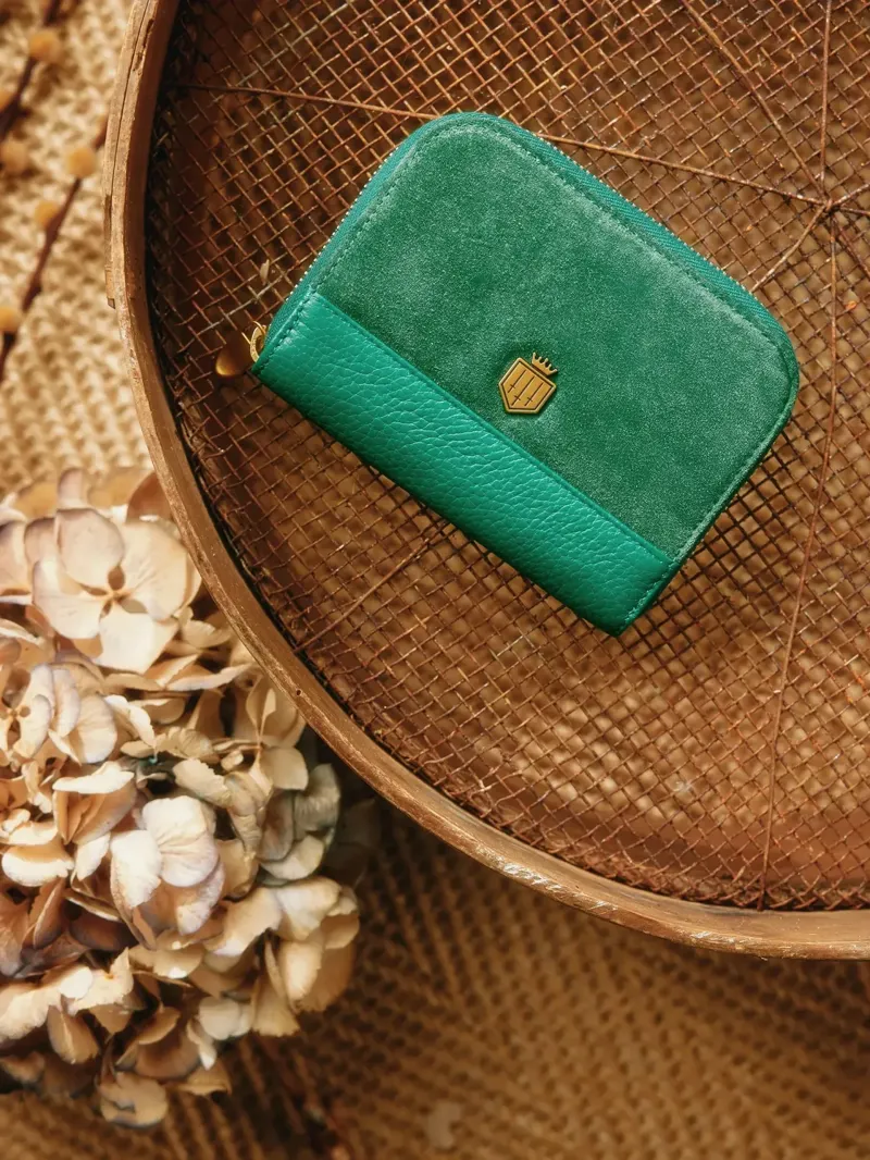 Fairfax and Favor Mini Salisbury Purse Clover Green Suede-5