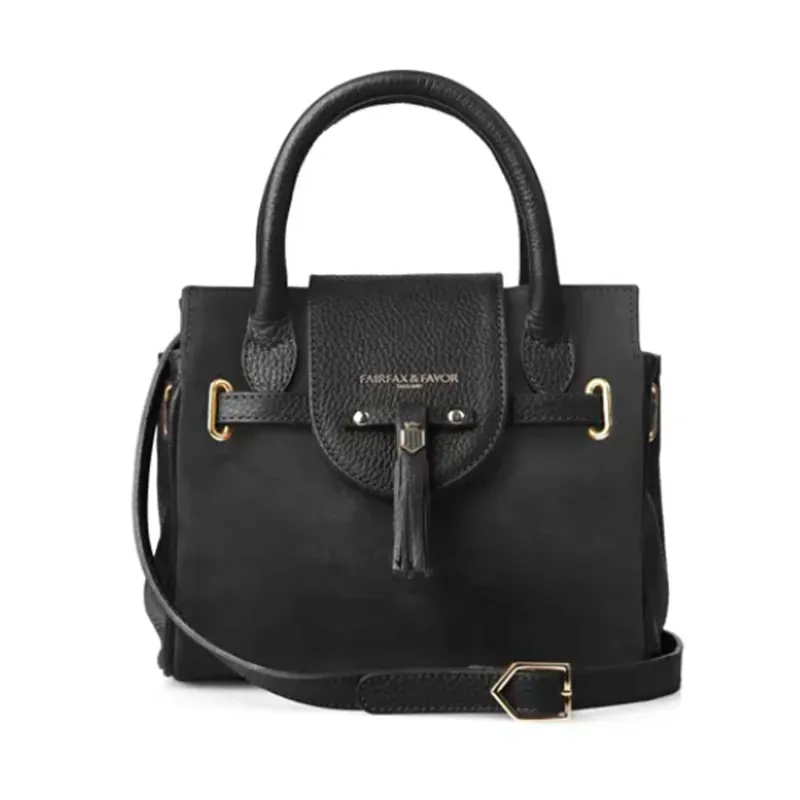 Fairfax and Favor Mini Windsor Handbag Black Suede