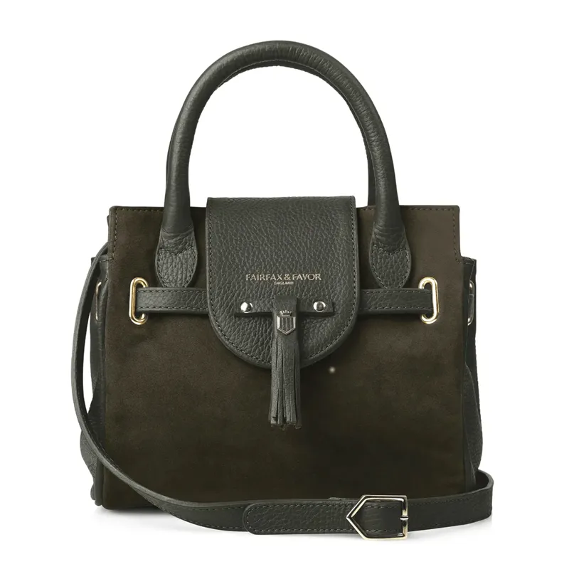 Fairfax and Favor Mini Windsor Handbag Moss Green Suede