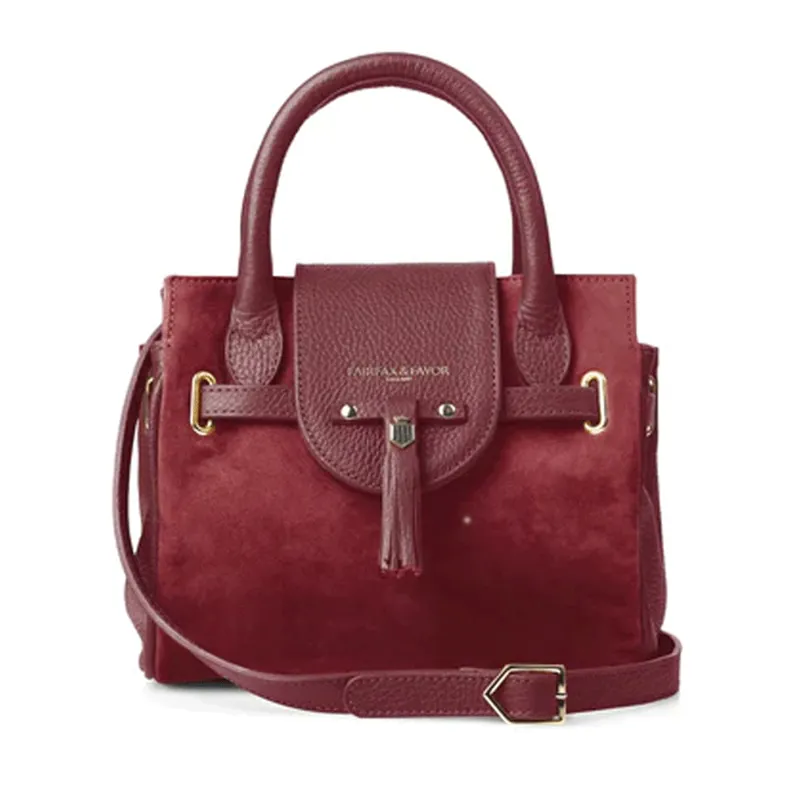 Fairfax and Favor Mini Windsor Handbag Ruby Suede