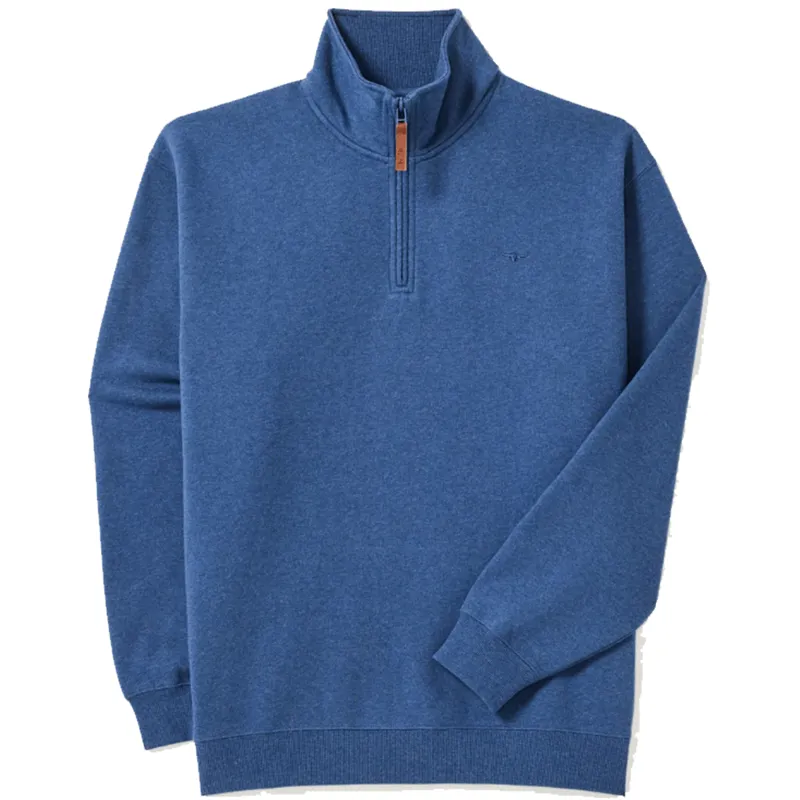 RM Williams Mulyungarie Quarter Zip Sweatshirt Blue Marle