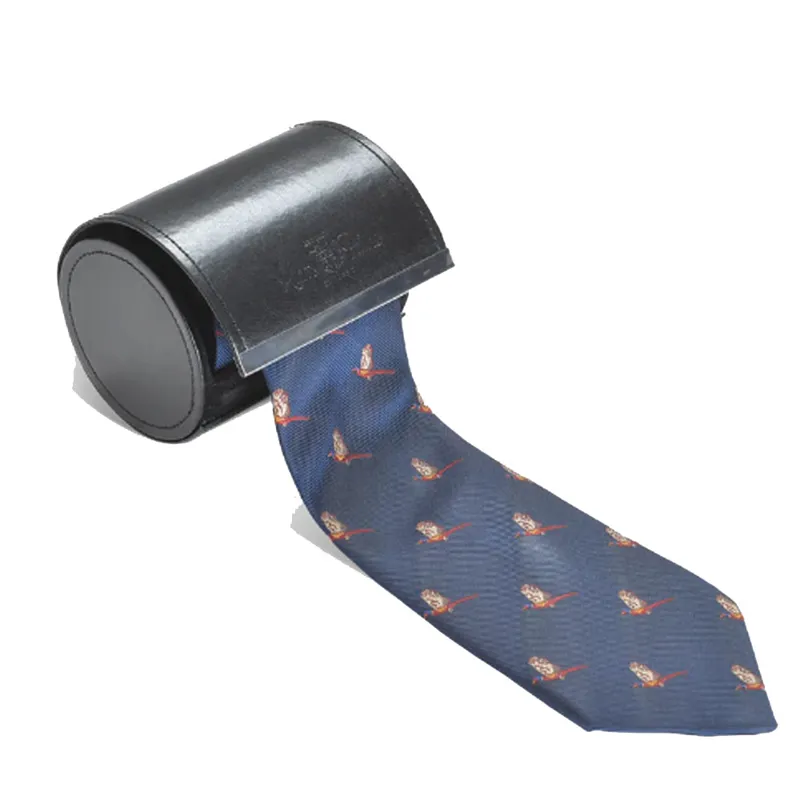 Alan Paine Ripon Silk Tie Flying Pheasant Navy