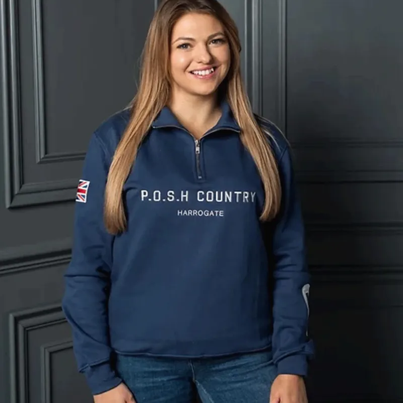 POSH Country Tidal Quarter Zip Jumper Ocean Blue