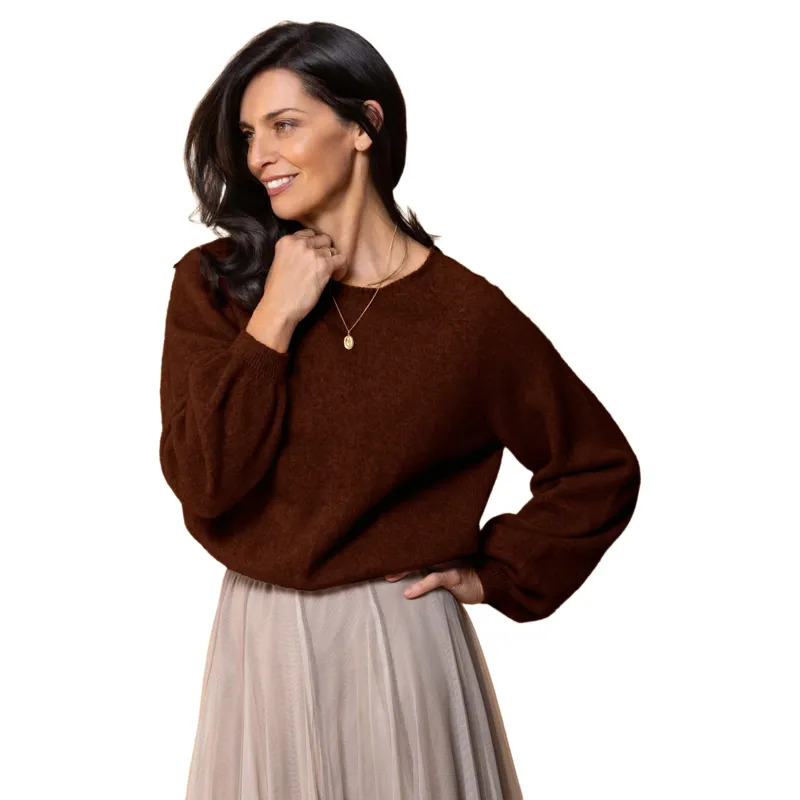 Noble Wilde Womens Bellow Sleeve Top in Rimu