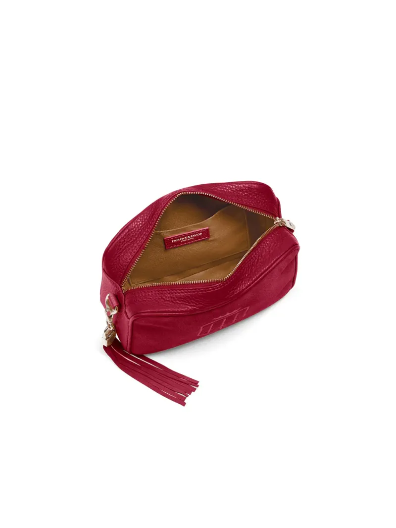 Fairfax and Favor Finsbury Cross Body Bag Cherry Suede-5