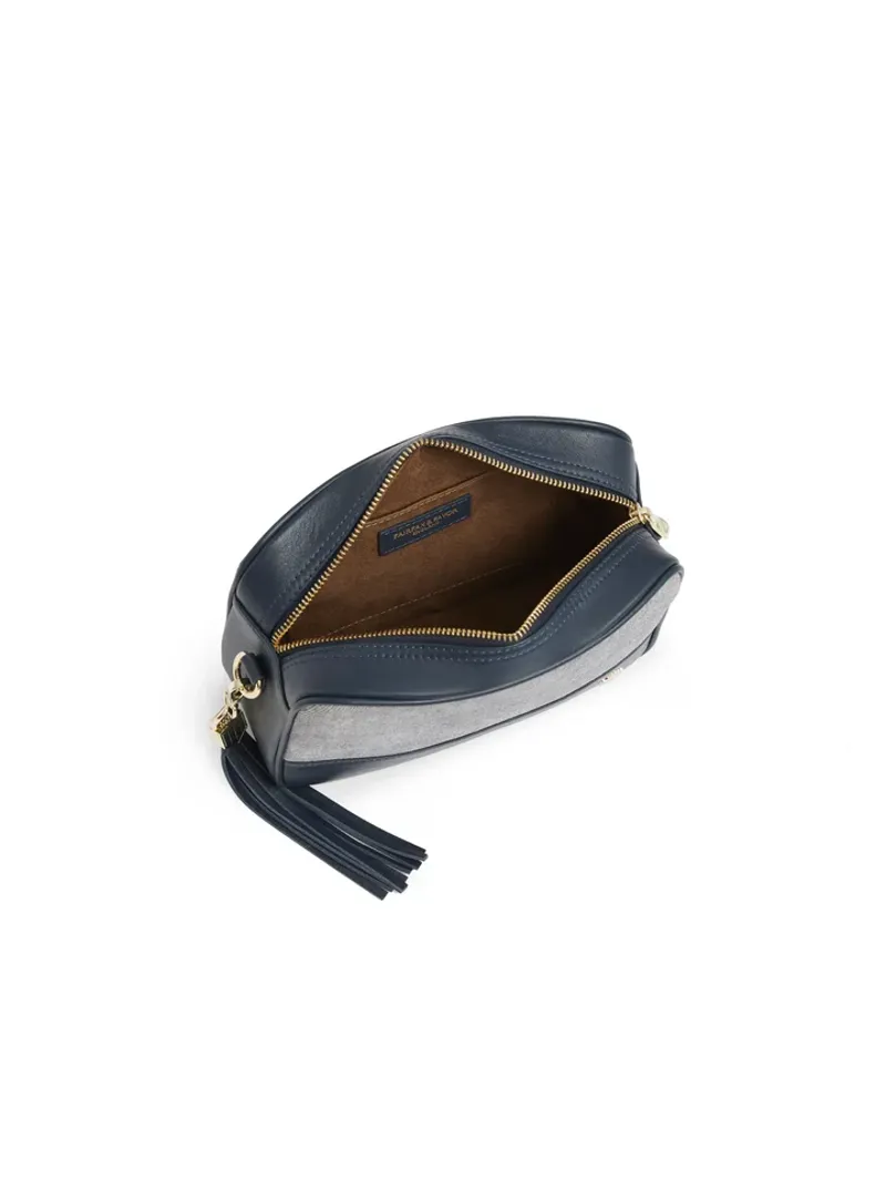 Fairfax and Favor Finsbury Cross Body Bag Denim Suede-4
