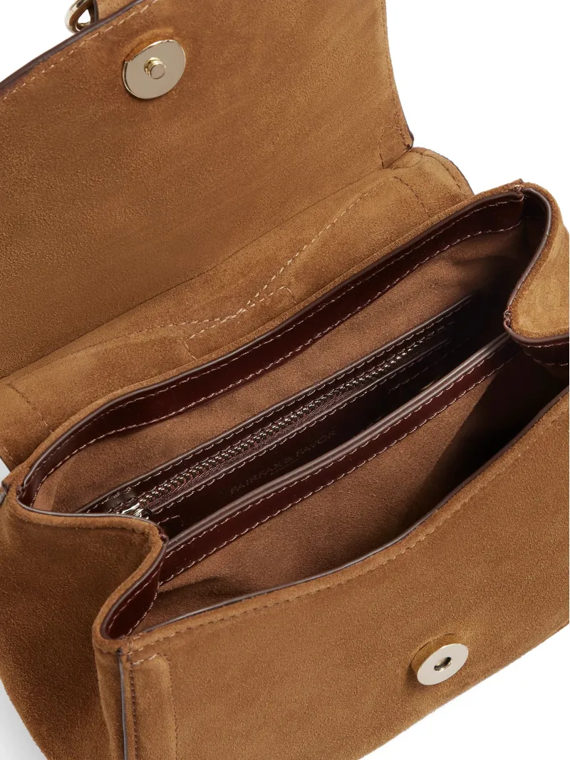 Fairfax and Favor Langham Messenger Bag in Tan Suede-3