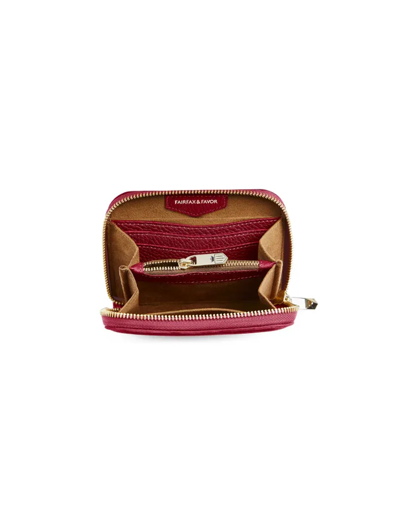 Fairfax and Favor Mini Salisbury Purse Cherry Suede-2