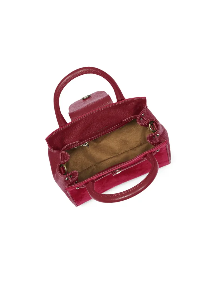 Fairfax and Favor Mini Windsor Handbag Cherry Suede-5