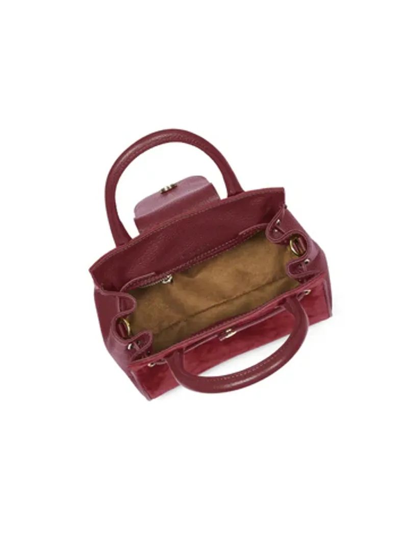 Fairfax and Favor Mini Windsor Handbag Ruby Suede-4