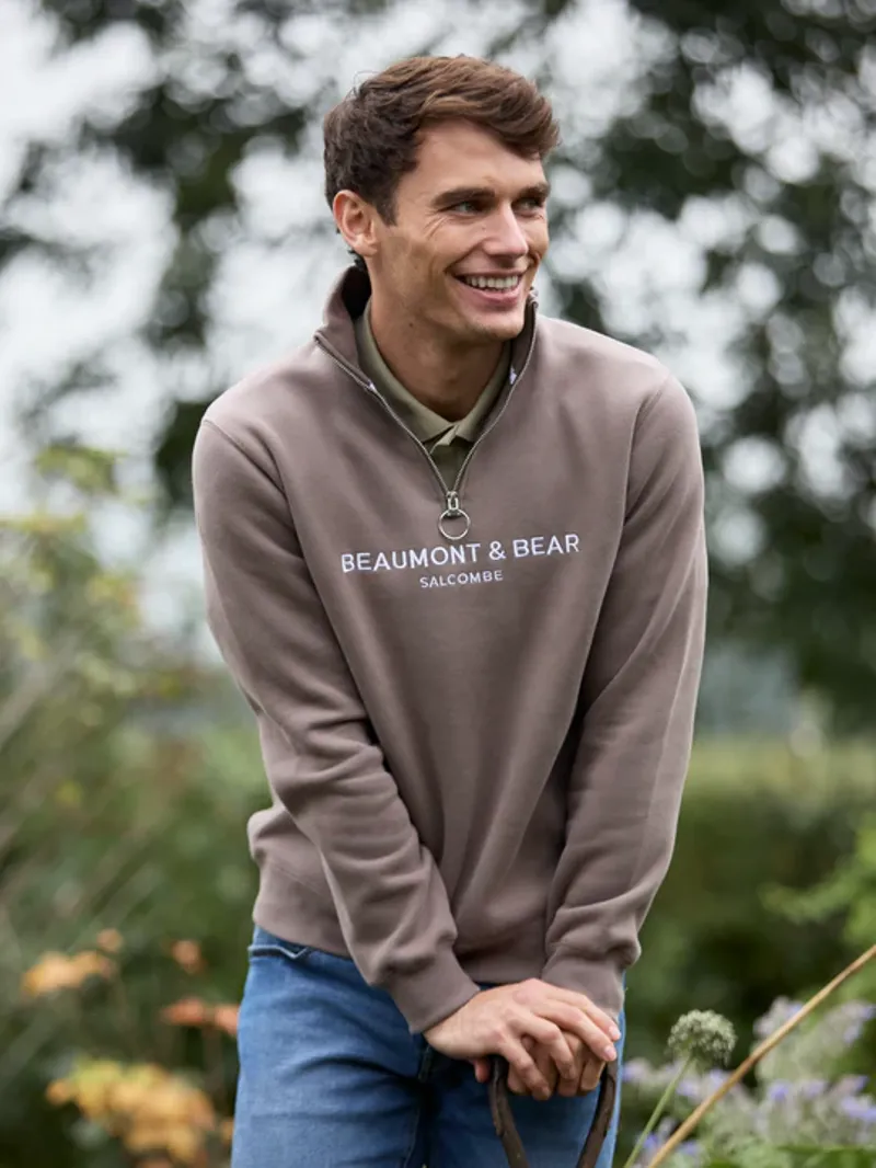 Beaumont and Bear Kingswear Unisex Quarter Zip Sweatshirt Otter
