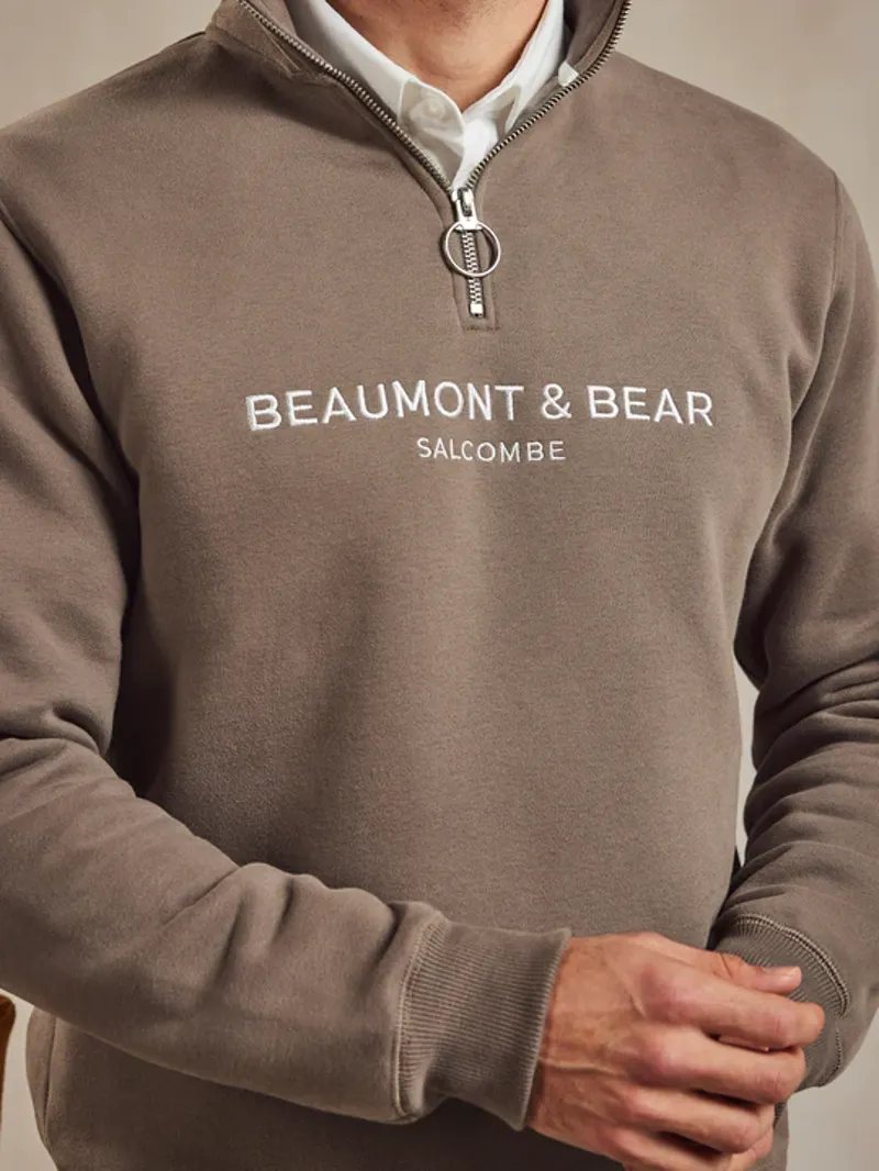 Beaumont and Bear Kingswear Unisex Quarter Zip Sweatshirt Otter-1