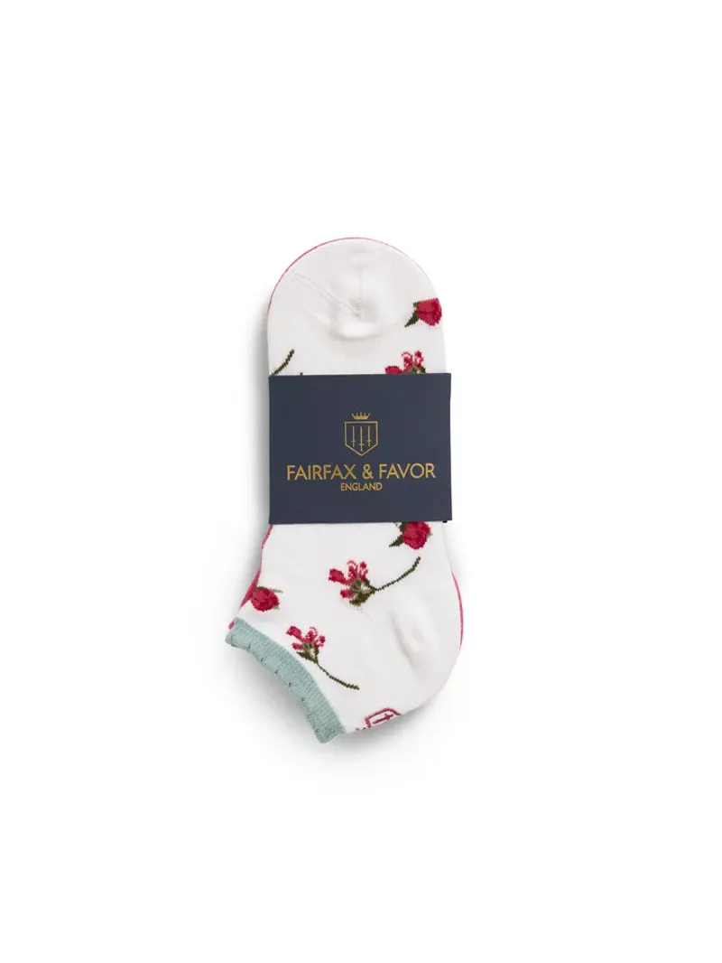 Fairfax and Favor Signature Ladies Trainer Socks Floral/Cherry/Mint-2