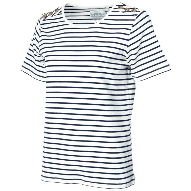 Holland Cooper Padstow Crew Neck Tee Natural Ink Navy Stripe