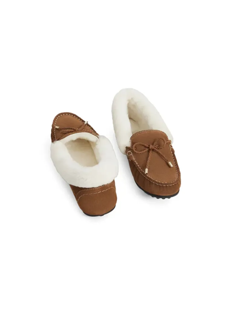 Fairfax and Favor Henley Shearling Lined Slipper Tan Suede-2