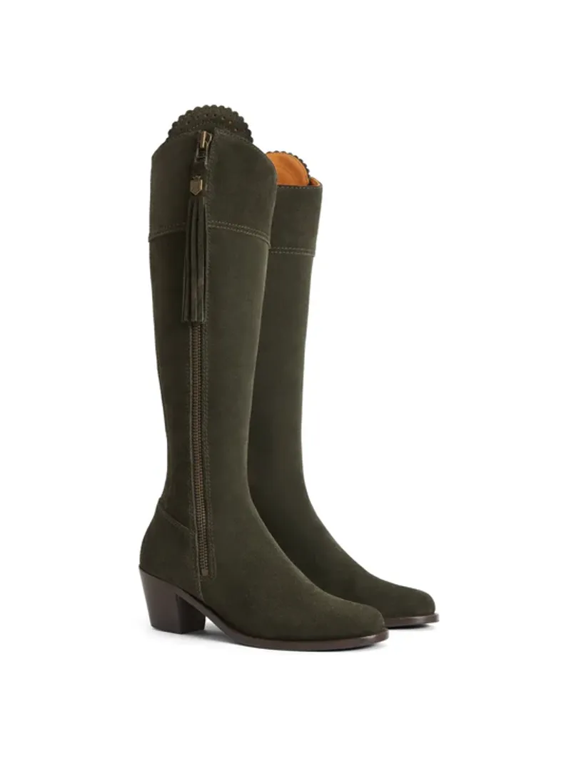 Fairfax and Favor Womens Heeled Regina Moss Green Suede-4