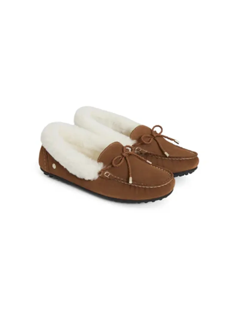 Fairfax and Favor Henley Shearling Lined Slipper Tan Suede