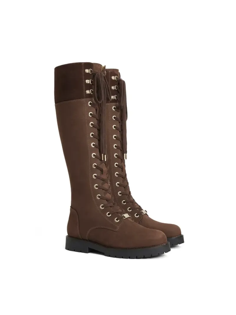 Fairfax and Favor Anglesey Knee High Shearling Lined Chocolate Nubuck-5