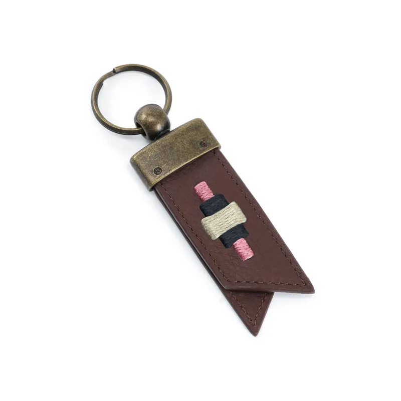 Pampeano Juntos Origami Keyring Brown Leather Dusty Pink/Navy/Cream