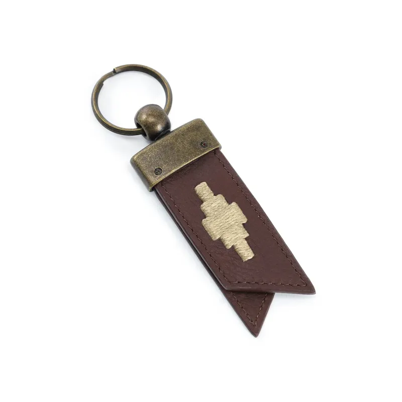 Pampeano Juntos Origami Keyring Brown Leather Cream Stitching